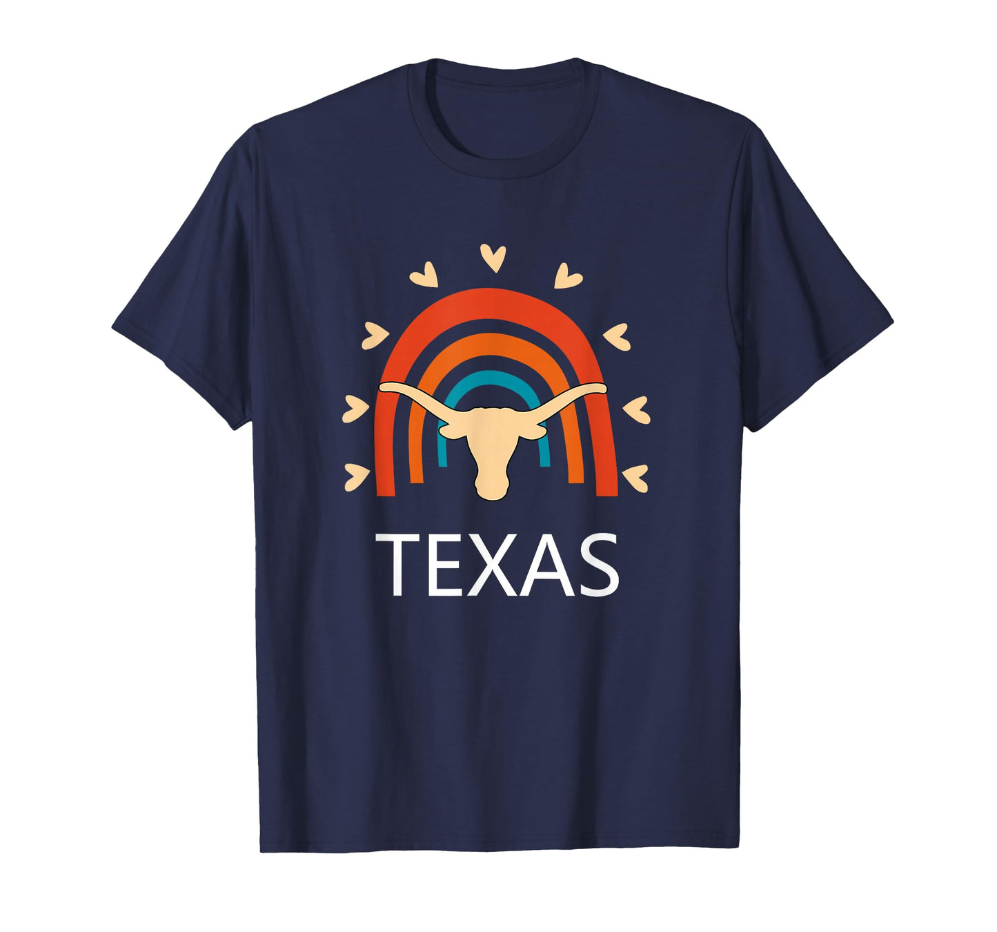 Texas Longhorn Cow Vintage Rainbow Retro T-Shirt