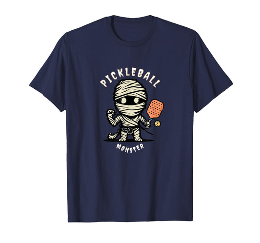 Cute Pickleball Monster Funny Halloween Fall Paddleball T-Shirt