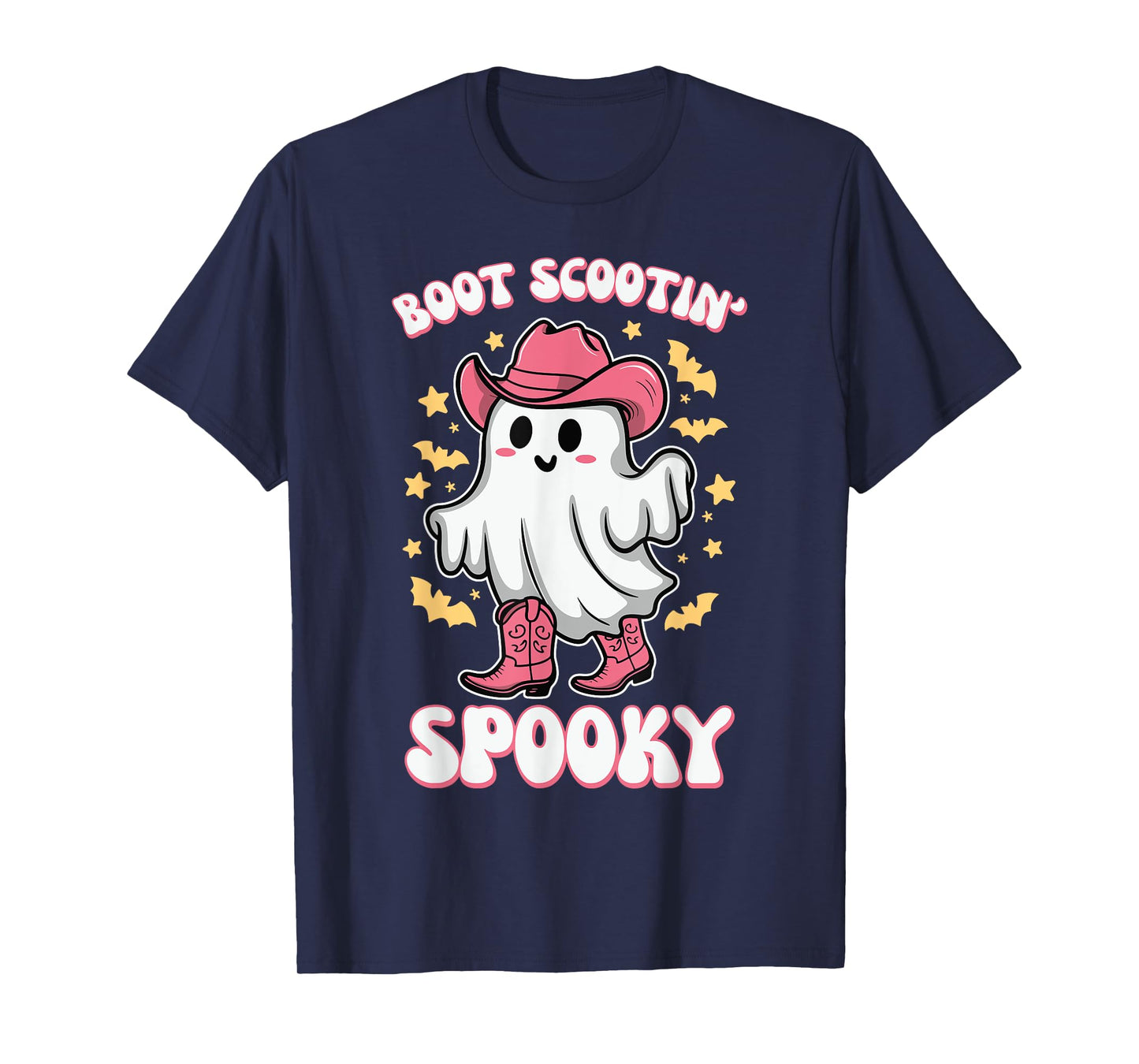 Boot Scootin Spooky Retro Western Funny Halloween Cute Ghost T-Shirt