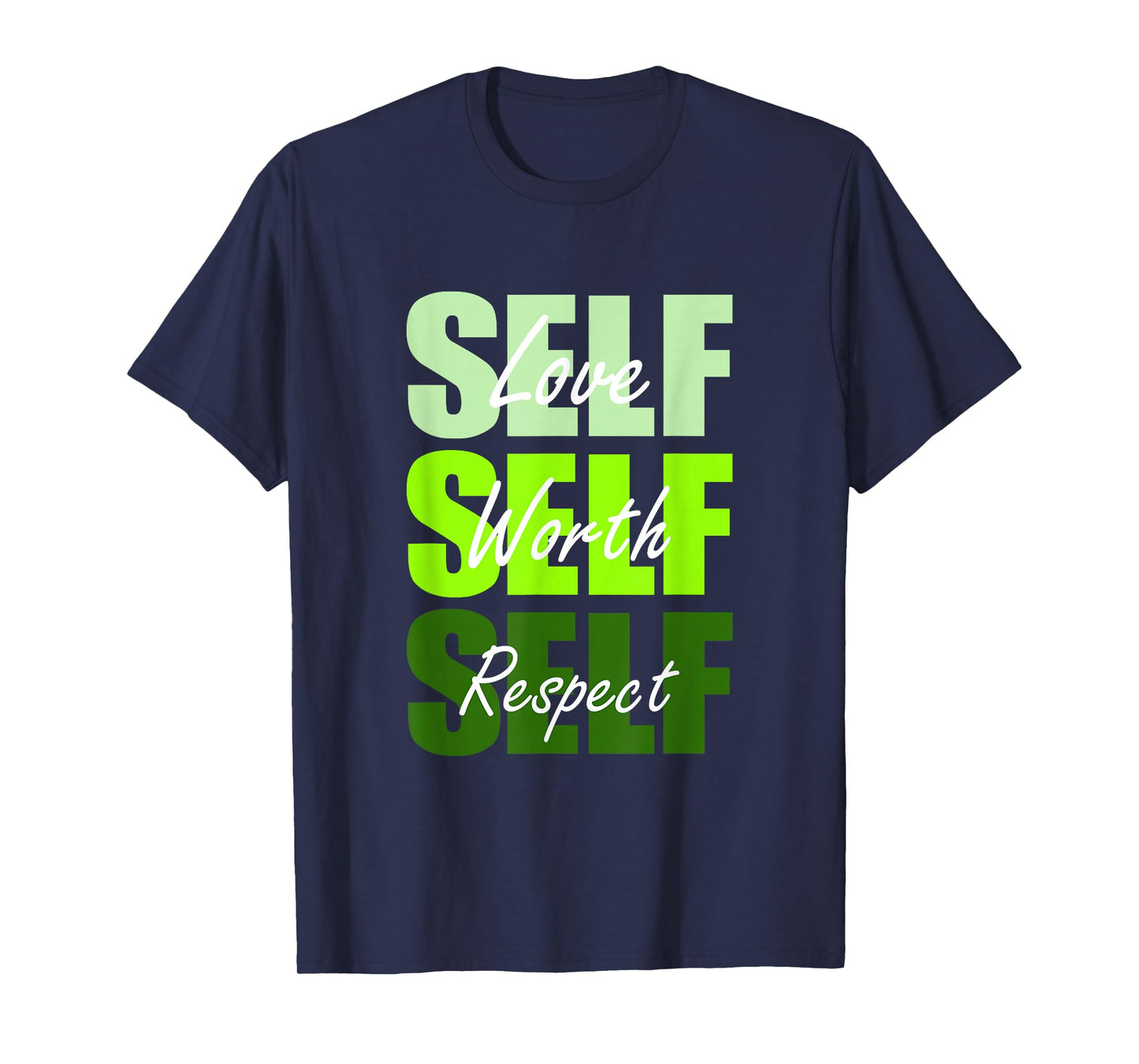 Green Self-ish X 3 Green Color Graphic T-Shirt