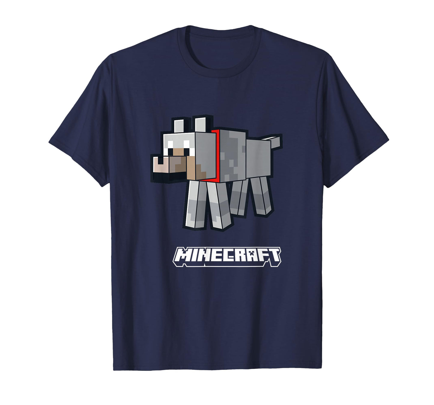 Minecraft Loyal Wolf Pet with Collar and Logo T-Shirt