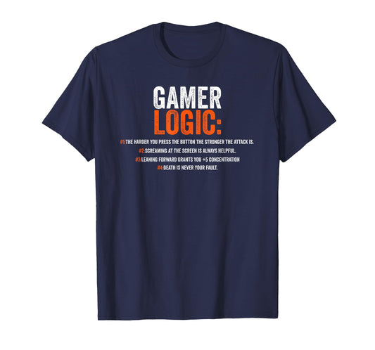 Funny Gamer Logic Saying Motif for Video Players T-Shirt
