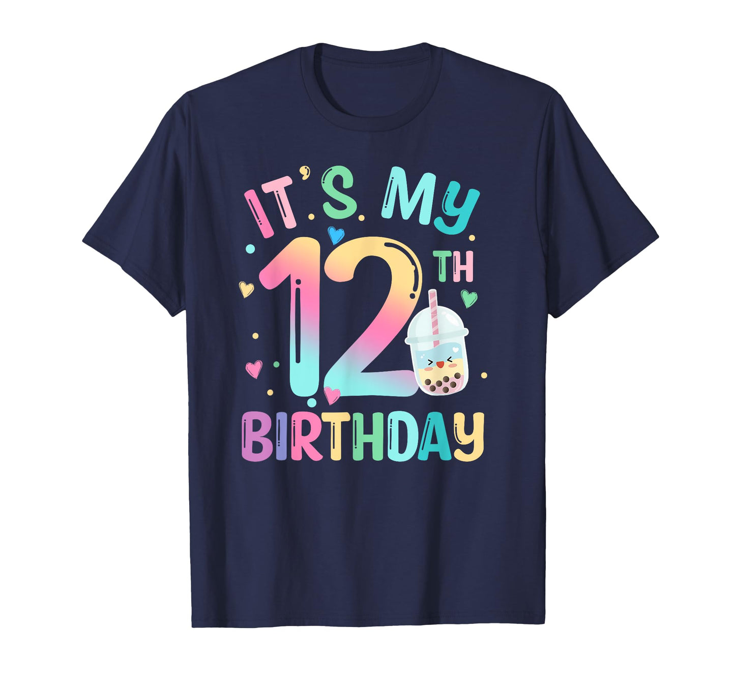 It's My 12th Birthday Bubble Boba Tea Party 12 Year Old Girl T-Shirt