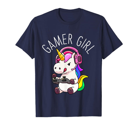Gamer Girl Unicorn Gaming Cute Video Game Gift Women Girls T-Shirt Small