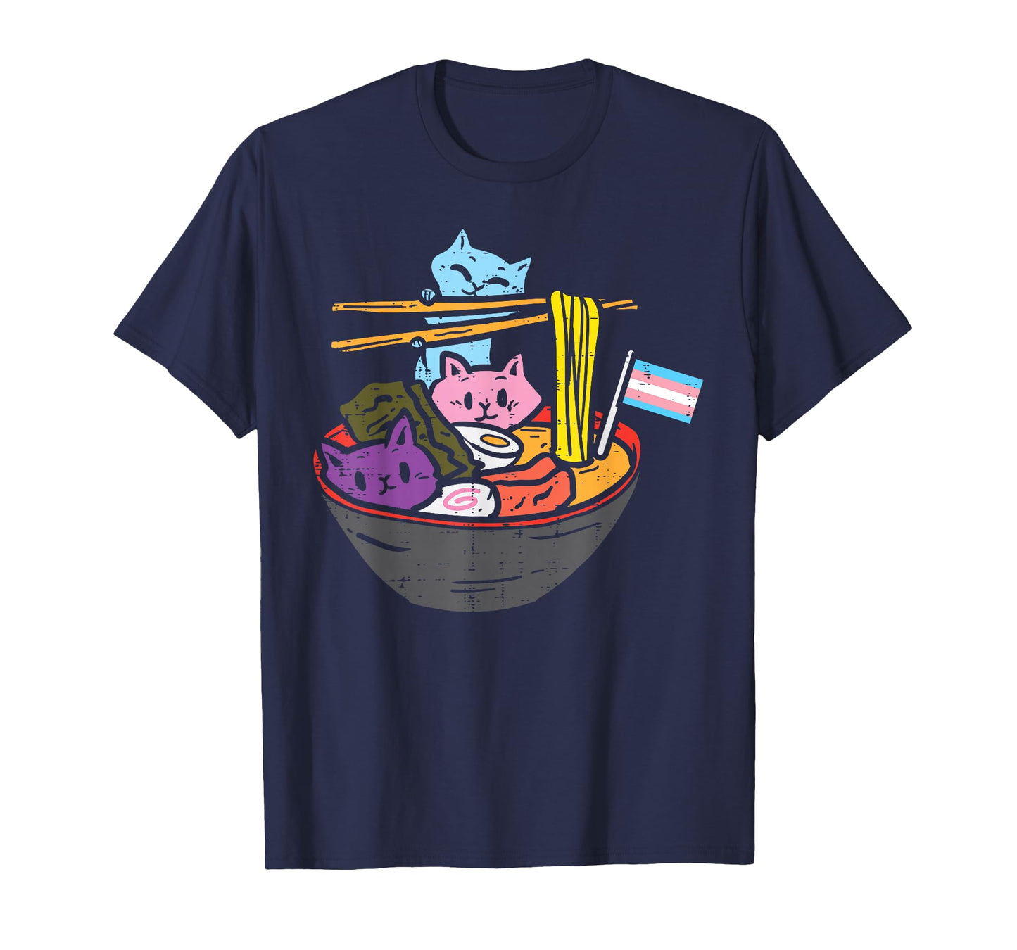 Transgender Flag Cats Ramen Anime LGBT Trans Pride Stuff T-Shirt