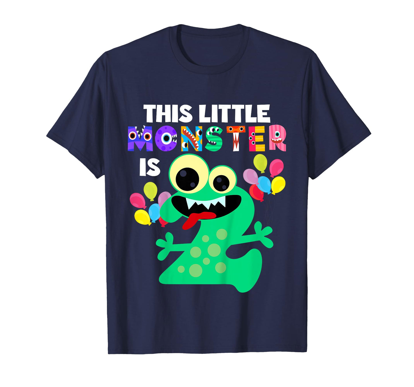 This Little Monster is 2 Two Years 2nd Birthday Party Aliens T-Shirt