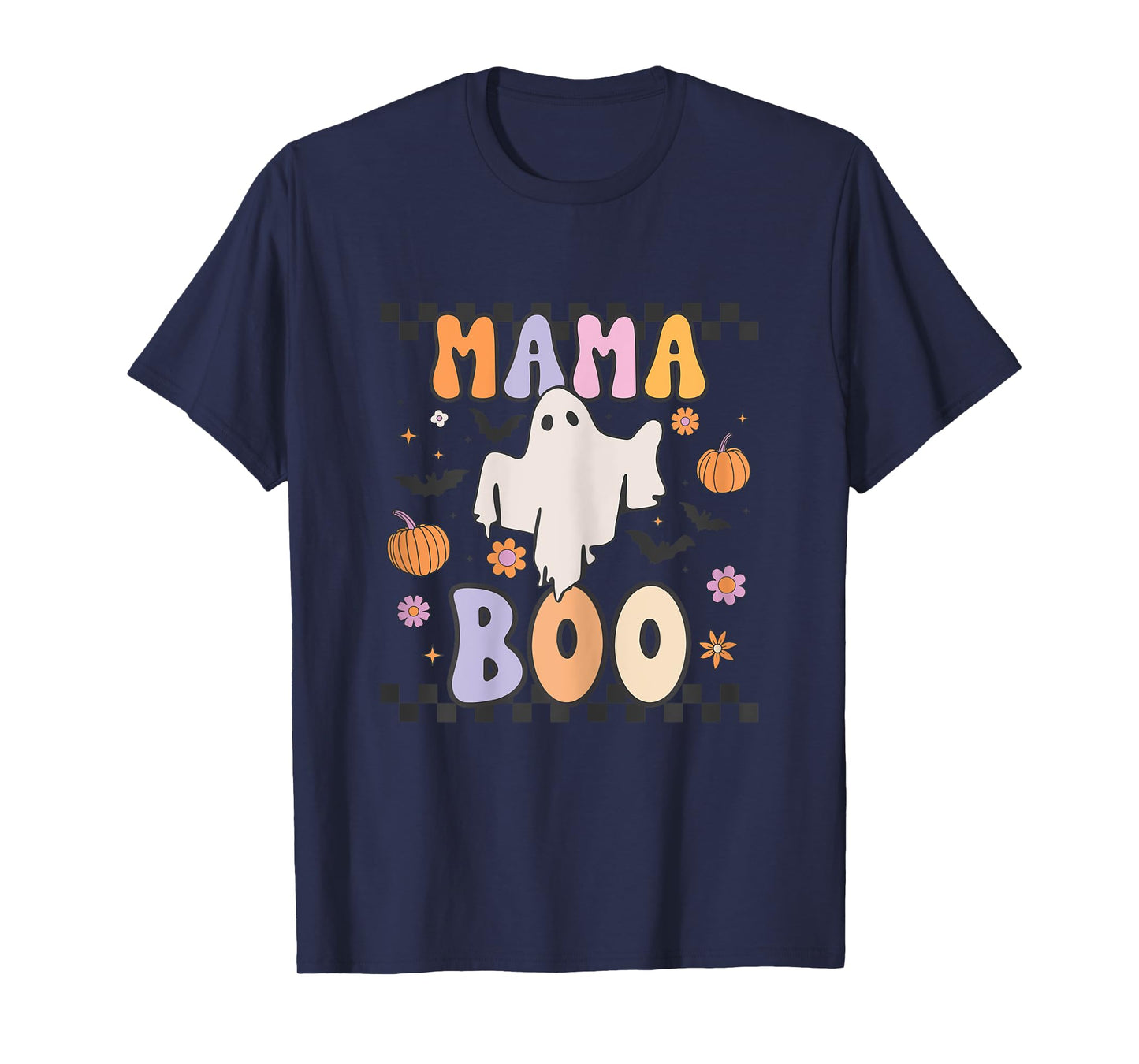 Mama Boo Cute Retro Groovy Ghost Halloween Family Matching T-Shirt