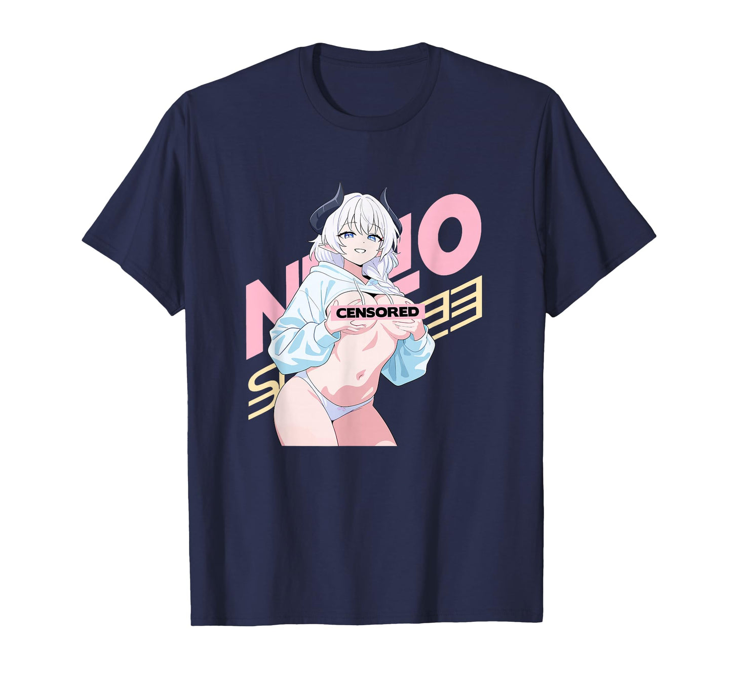Waifu Sexy Anime Girl Horns Japanese Retro Art T-Shirt