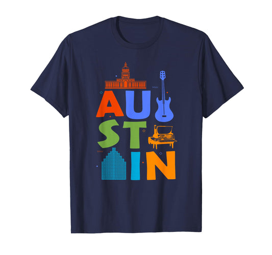 Austin Texas Souvenir Guitar Music City Austin T-Shirt