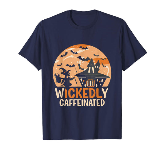 wickedly caffeinated Halloween witch with broom T-Shirt