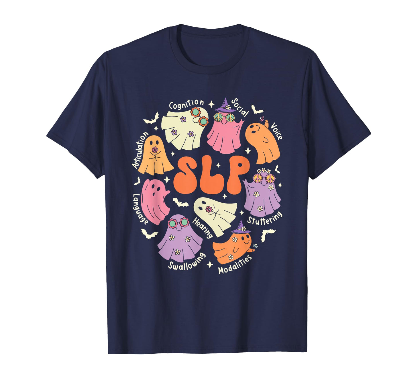 Cute Ghost Friends Halloween AAC SLP Squad Speech Language T-Shirt