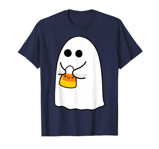 Ghost Holding Candy Corn Funny Halloween Costume Cute Ghost T-Shirt