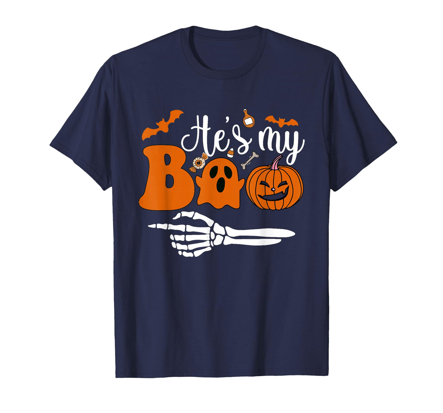 He's My Boo Skeleton Couples Matching Couple Halloween 2025 T-Shirt