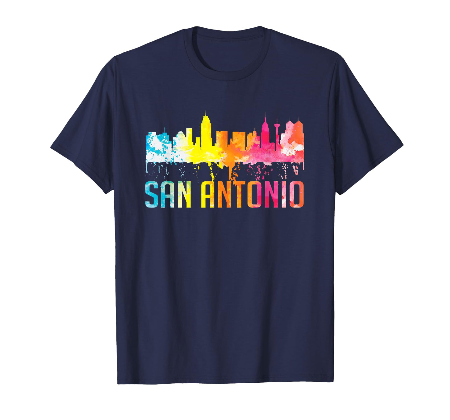 San Antonio Texas Retro Watercolor City Skyline Art Souvenir T-Shirt
