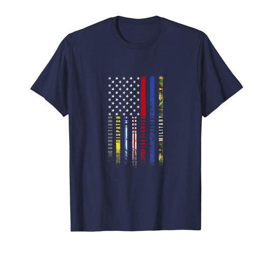 First Responders Hero Flag Nurse EMS Police Fire Military T-Shirt