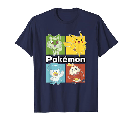 Pokémon Group Shot Starters Boxed Up Portrait T-Shirt