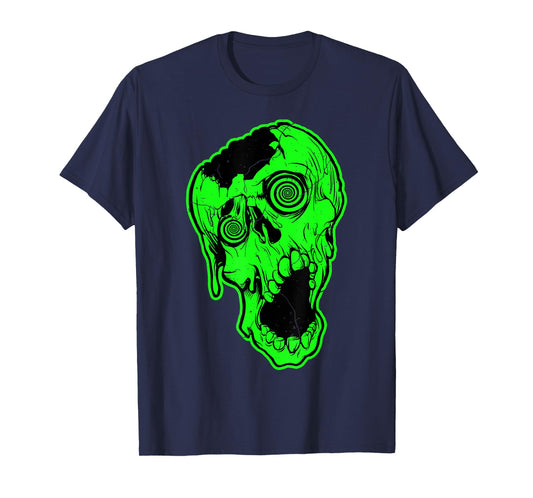 Retro 80's Neon Zombie skull skate t-shirt T-Shirt