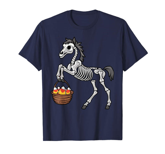 Funny Horse Lover Halloween Skeleton Spooky Candy Corn T-Shirt