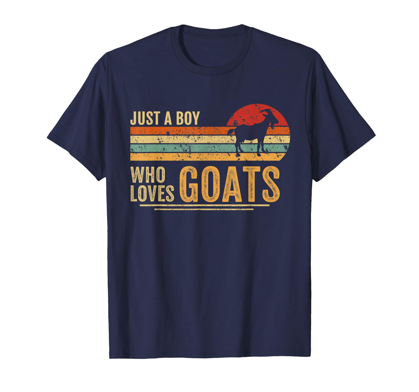 Just A Boy Who Loves Goats Retro Farmer Funny Goats Lover T-Shirt