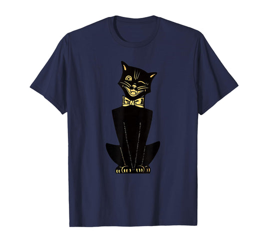 Men's Women's Vintage Halloween Cartoon Cat Graphic Tee T-Shirt