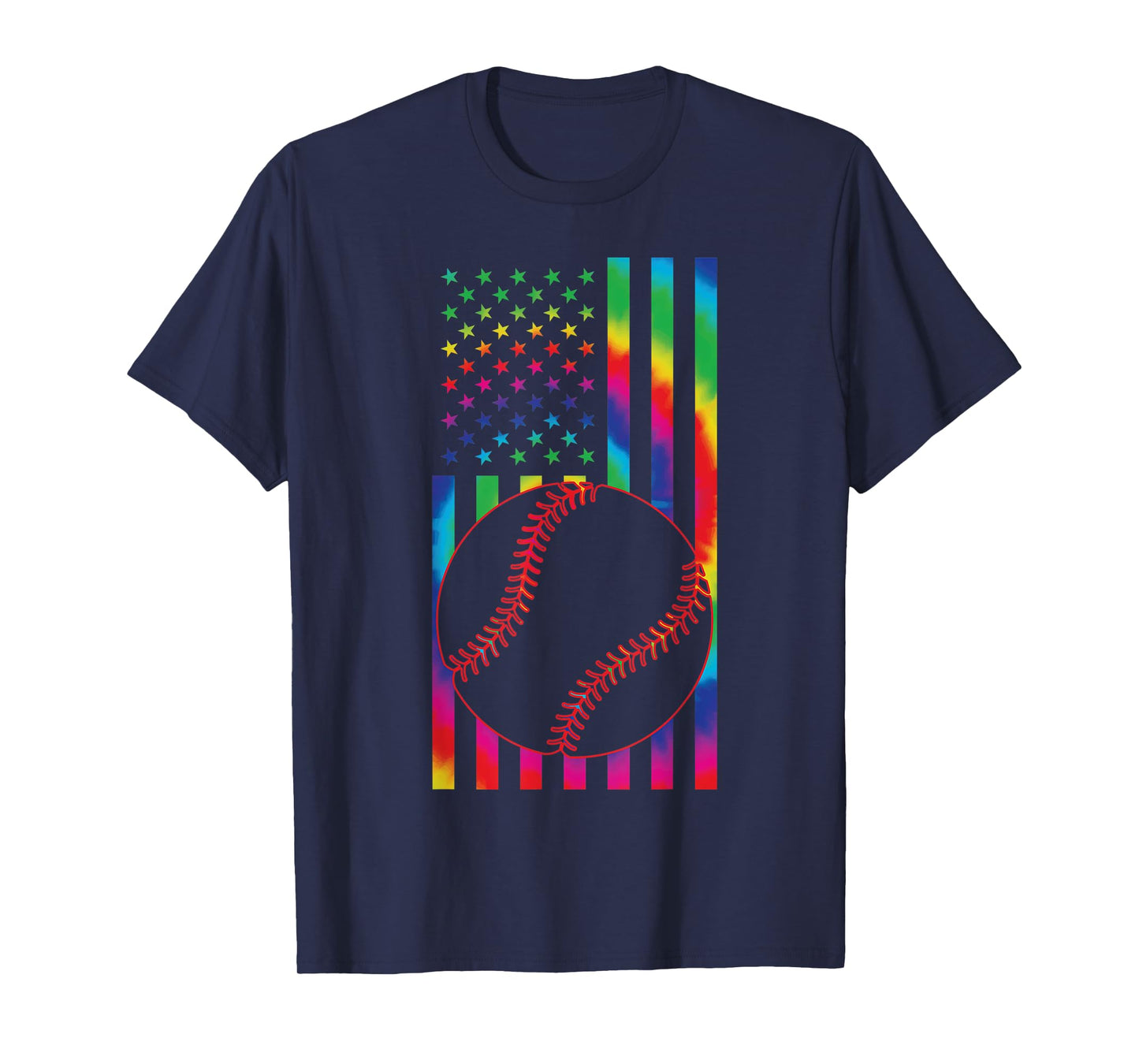 ball of Baseball Tie dye American Flag baseball sport T-Shirt