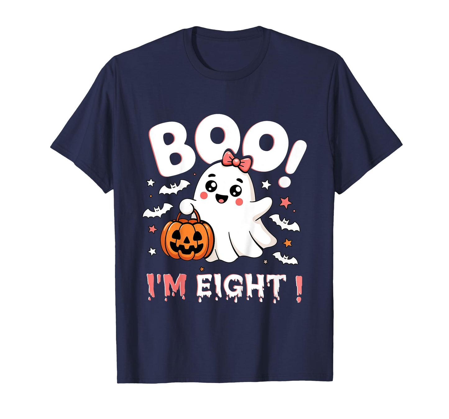 Ghost Boo I'm Eight 8th Birthday Toddler Halloween Party T-Shirt