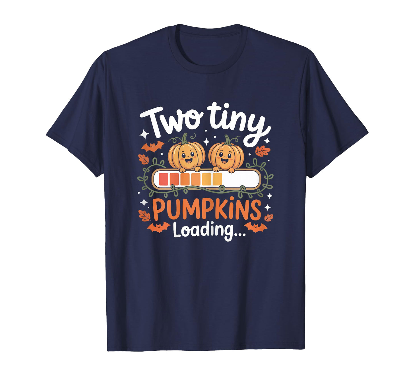 Womens Twins Pregnancy Mom Halloween Costume Two Pumpkins Loading T-Shirt