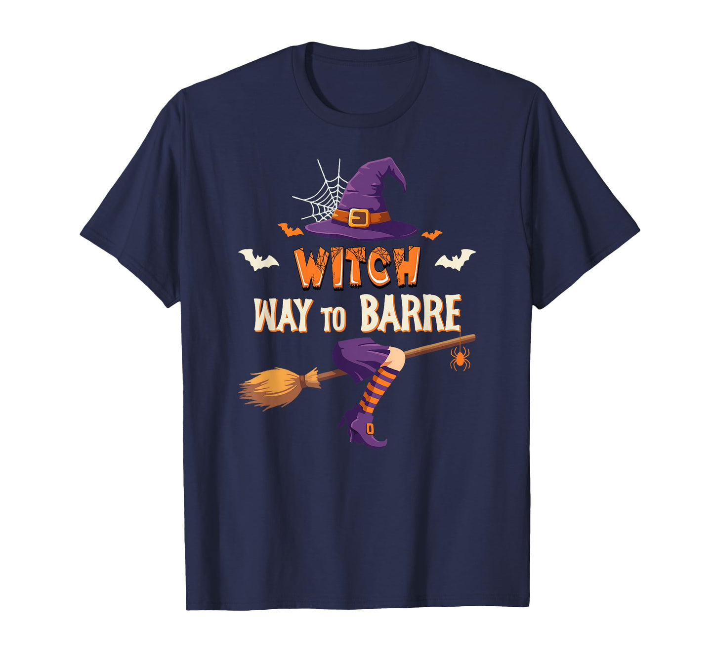 Witch Way To Barre Workout Halloween Funny Bat Hat Lovers T-Shirt