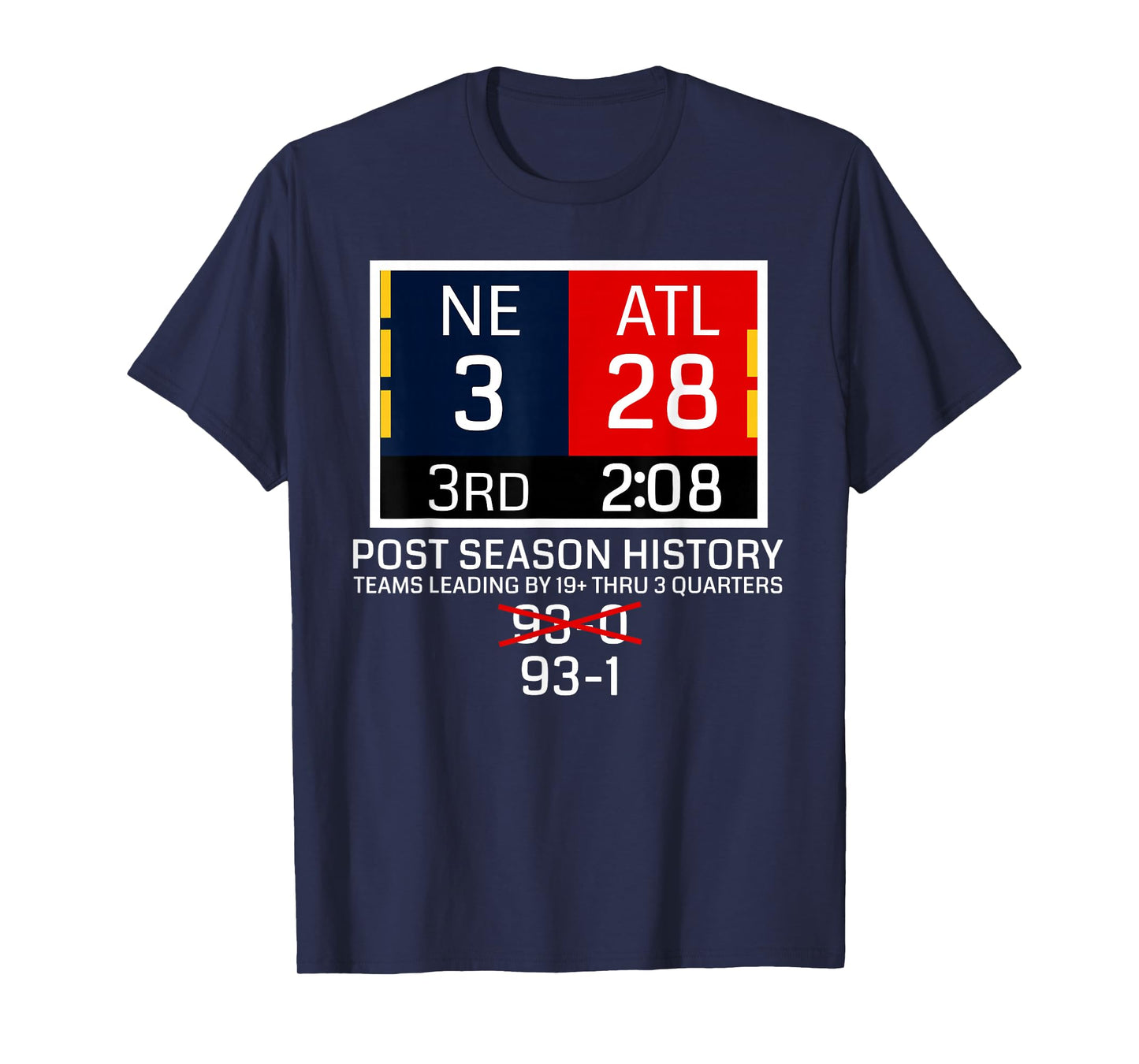 New England 3 - Atlanta 28 T-Shirt - Funny Postseason Trivia T-Shirt