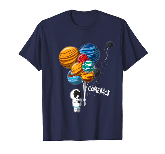 Astronaut Balloon Planets Pluto Outer Space Traveler T-Shirt