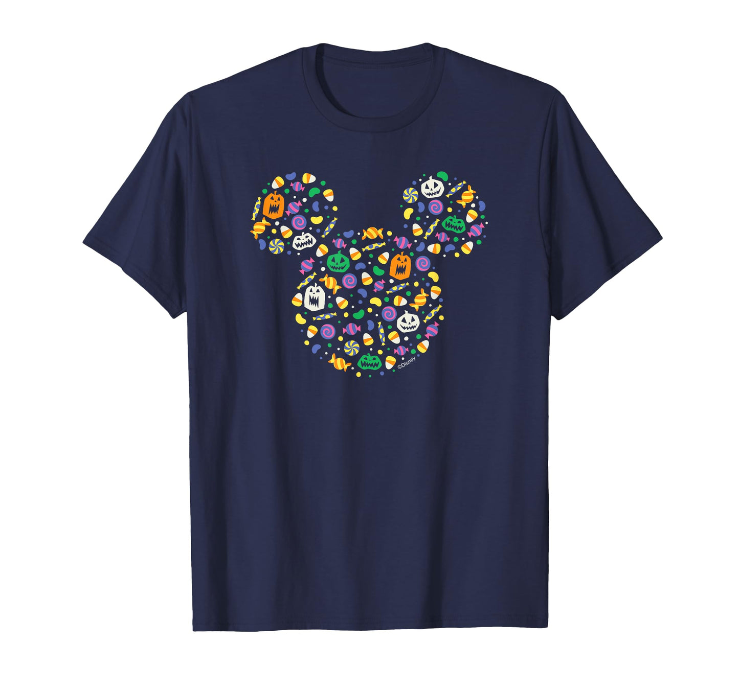 Disney Mickey Mouse Halloween Head Icon Pumpkins and Candy T-Shirt