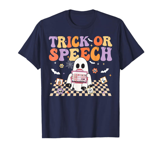 Trick or Speech Retro SLP Halloween Speech Therapy T-Shirt