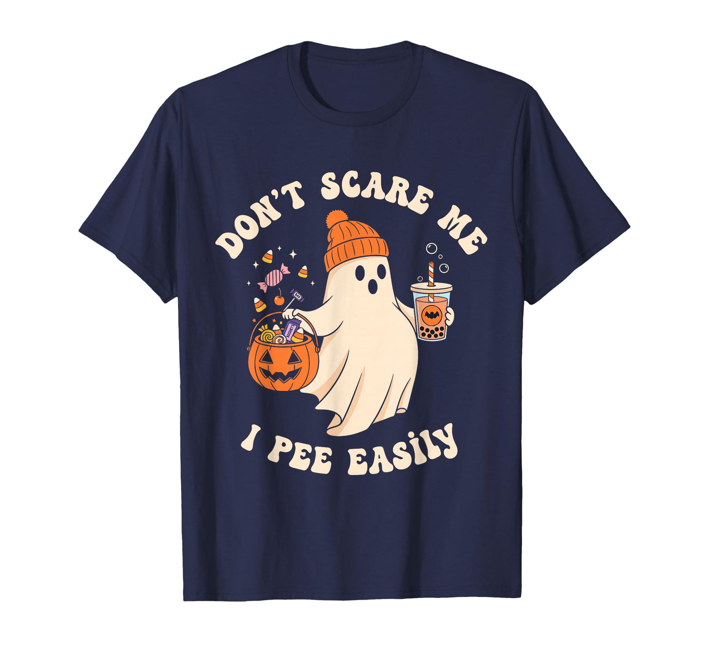 Pregnant Ghost Trick Or Treat Dress Lazy Halloween Costume T-Shirt