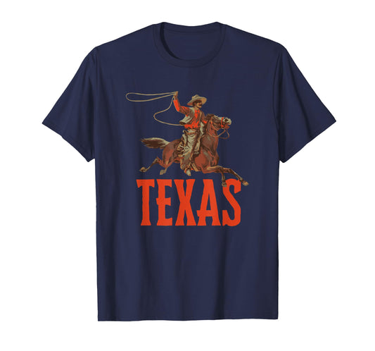 Texas Retro Roping Cowboy Vintage Graphic T-Shirt