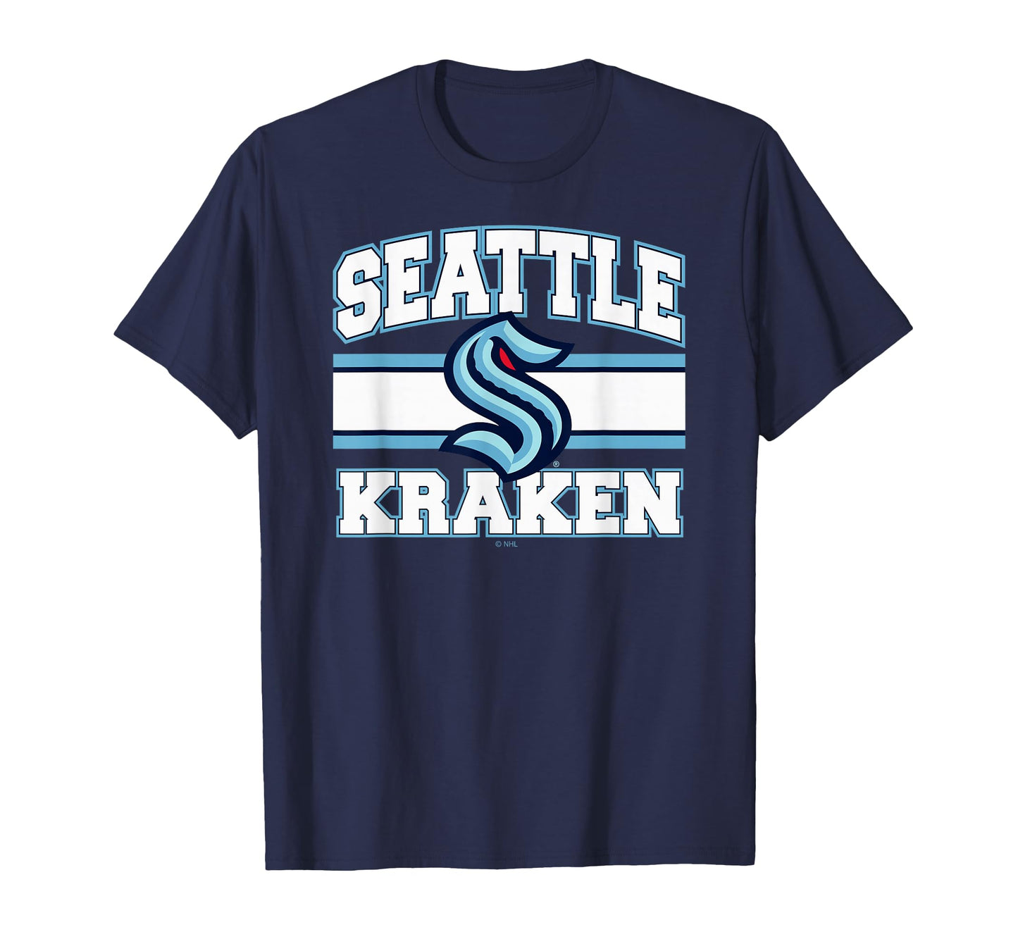 Seattle Kraken Stripe Black Officially Licensed T-Shirt