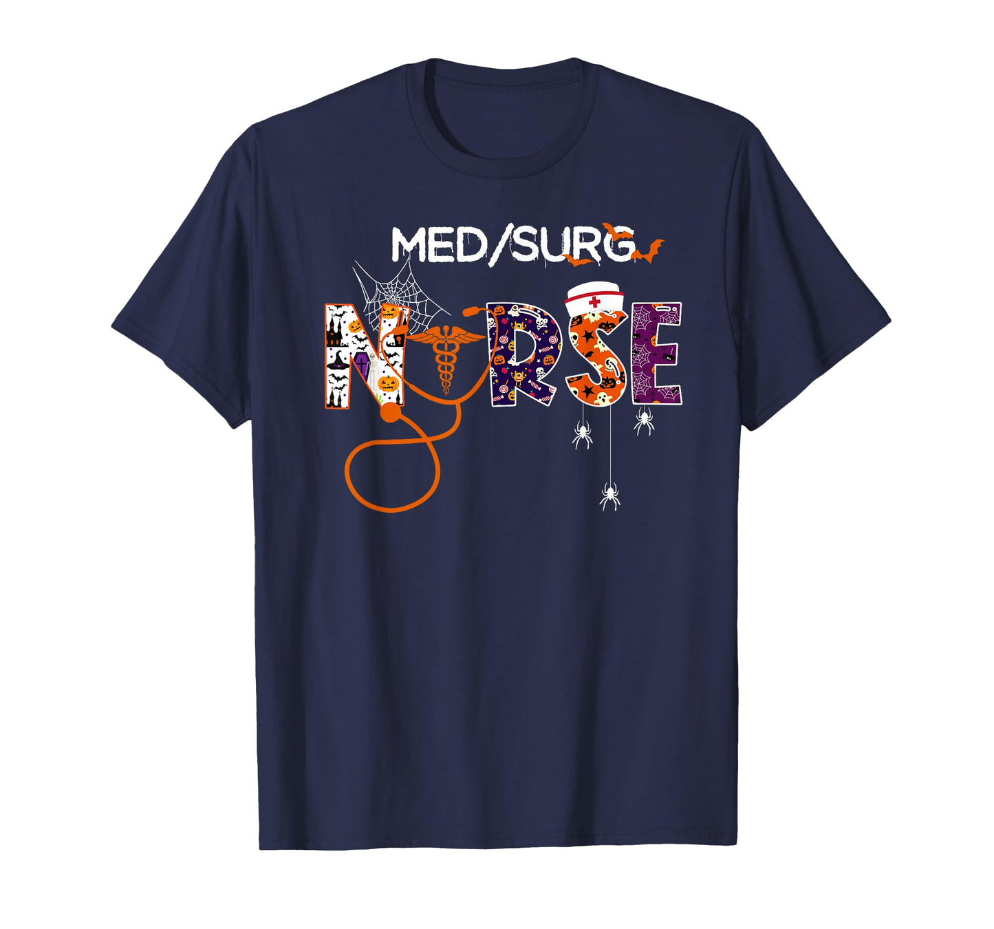 Retro Med Surg Nurse Halloween Stethoscope Medical Surgical T-Shirt