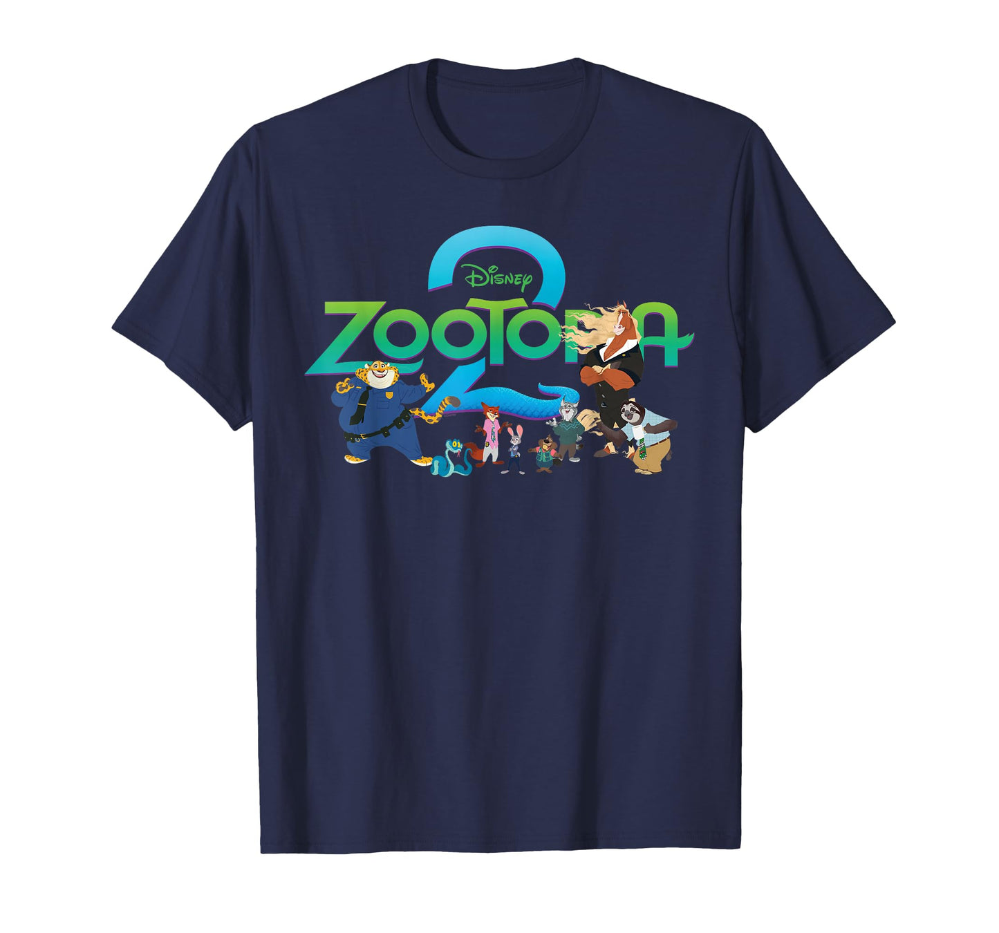 Disney Zootopia 2 Illustrated Characters and Logo T-Shirt