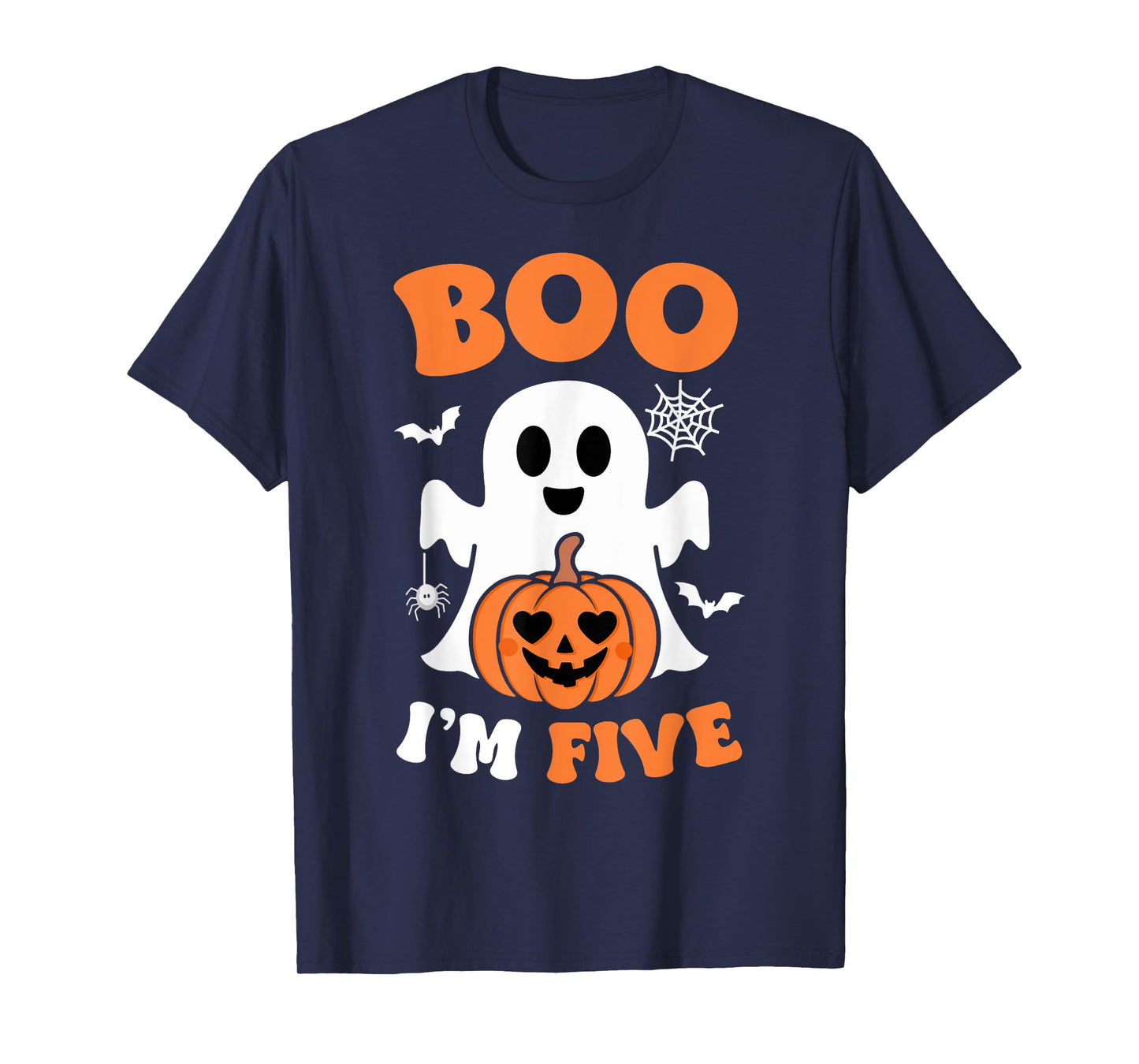 Ghost Boo I'm Five Year 5th Birthday Boys Halloween Groovy T-Shirt