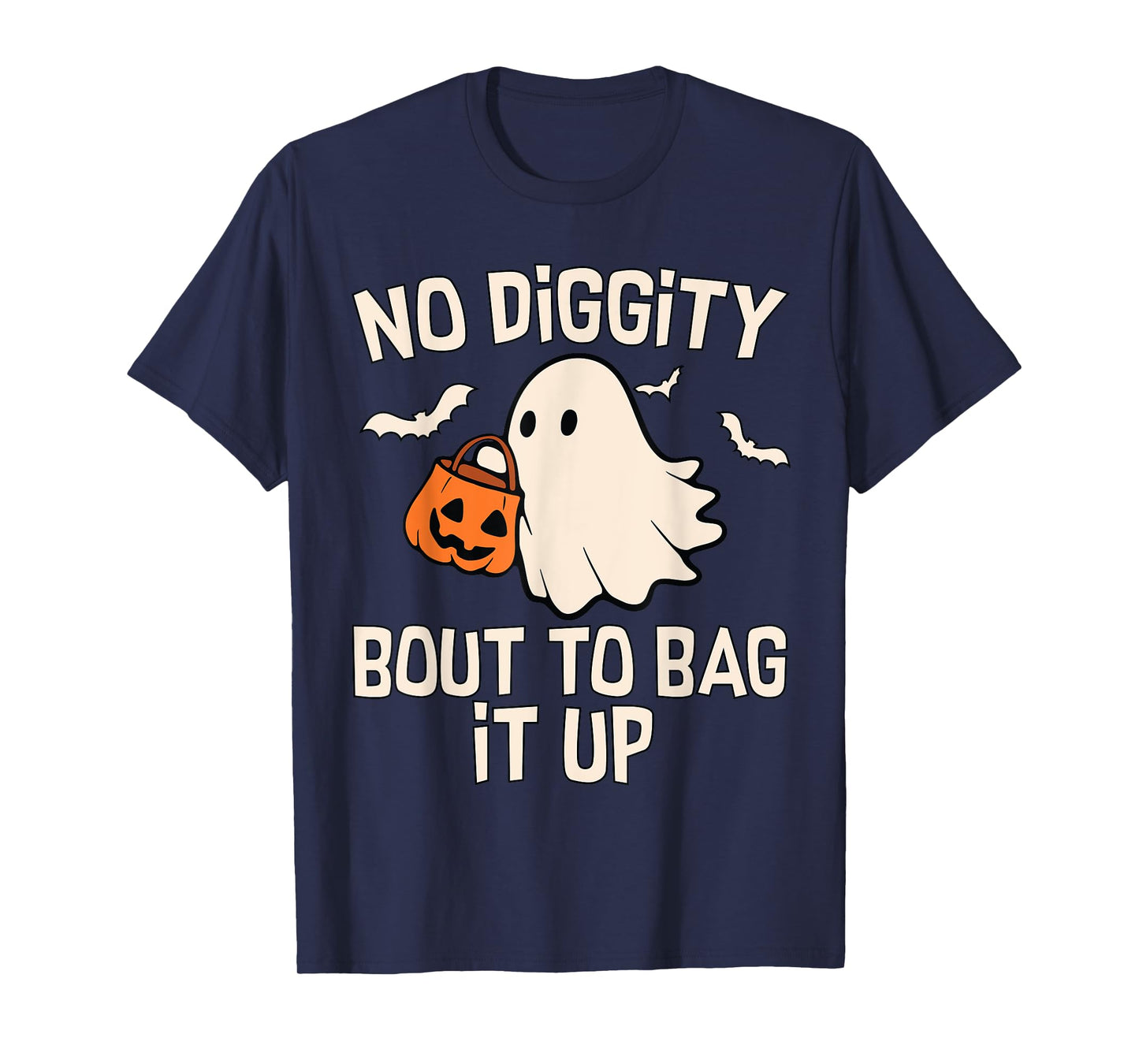 No Diggity Bout To Bag It Up Cute Ghost Halloween Kids Candy T-Shirt