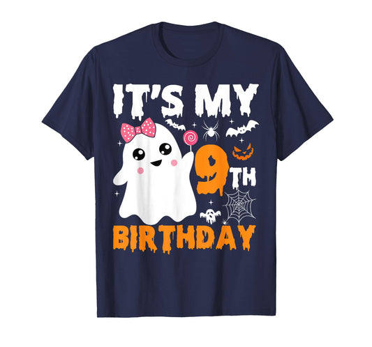 It's My 9th Birthday 9 Years Old Ghost Pumpkin Halloween T-Shirt