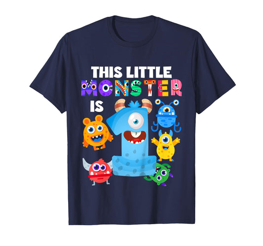 This Little Monster is 1 One Year 1st Birthday Party Aliens T-Shirt