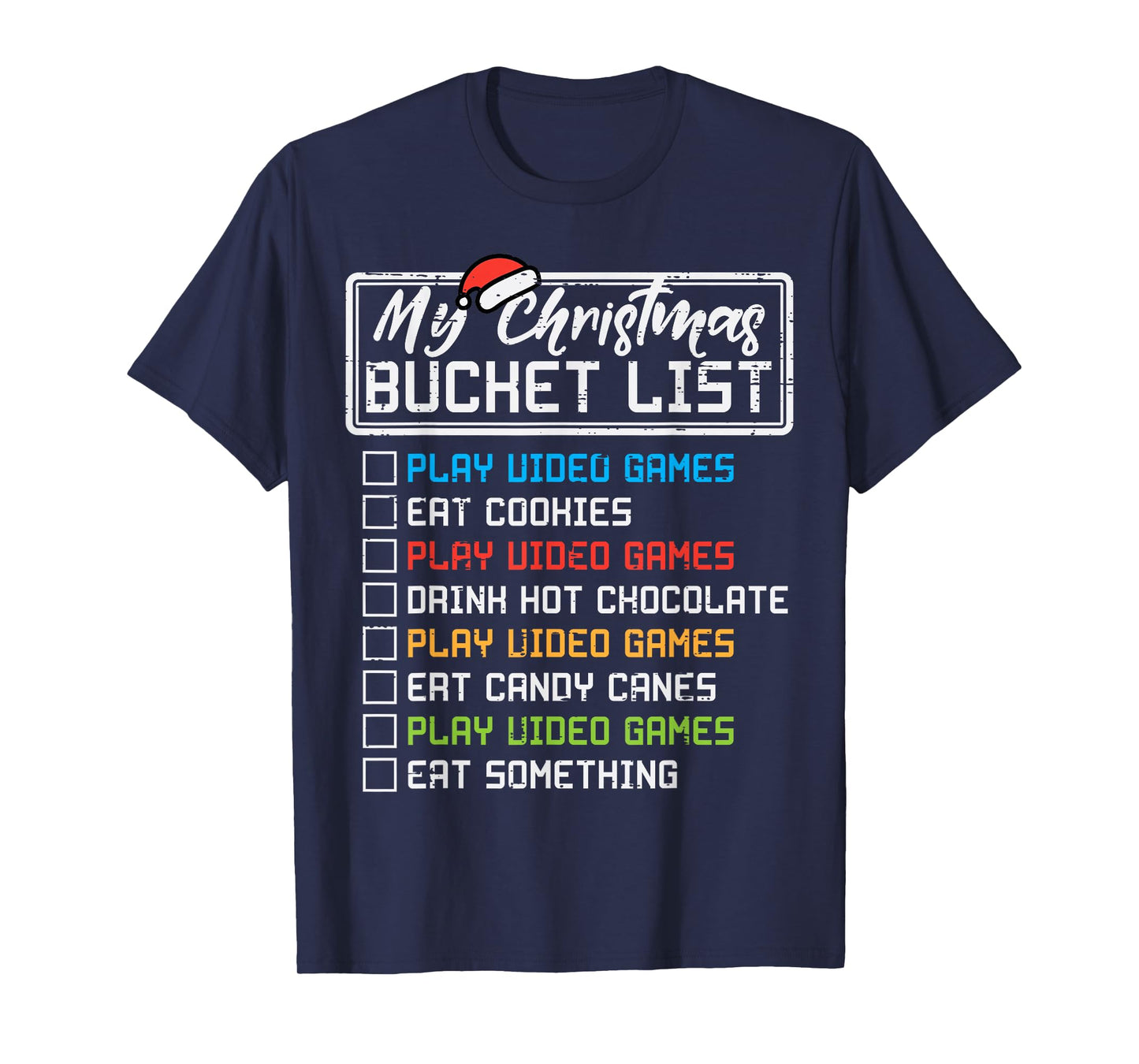 Christmas Bucket List Video Games Xmas Gamer Boys Kids Men T-Shirt