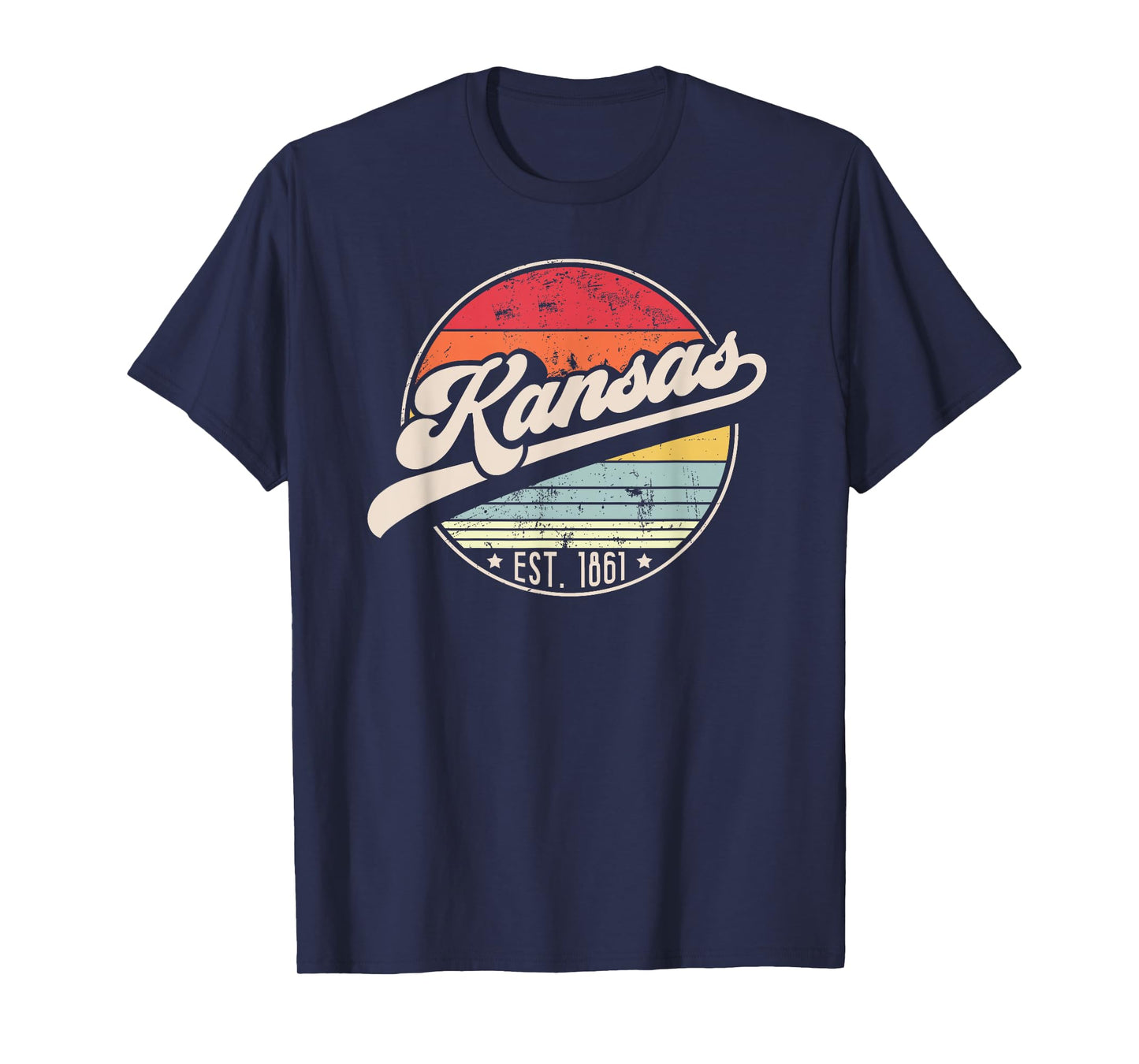 Retro Kansas Home State KS Cool 70s Style Sunset T-Shirt
