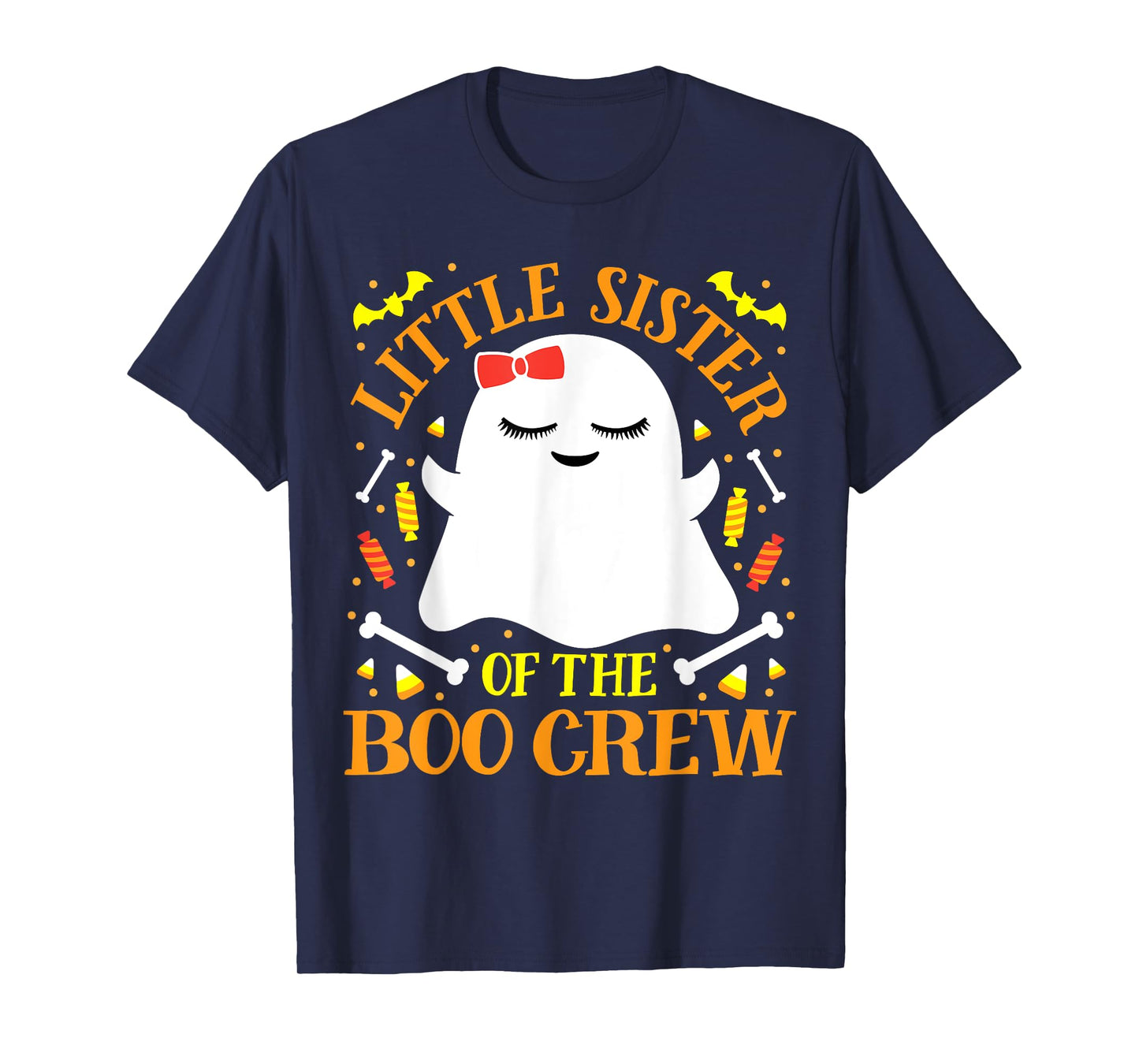 Little Sister Boo Crew Ghost Matching Family Girls Halloween T-Shirt