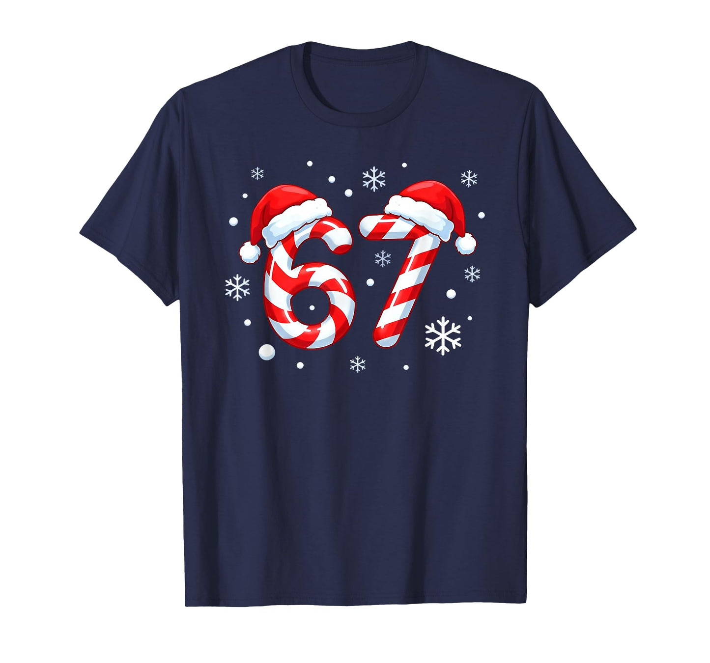 Viral 67 Candy Cane Six Seven Meme Santa Holiday Kids Humor T-Shirt