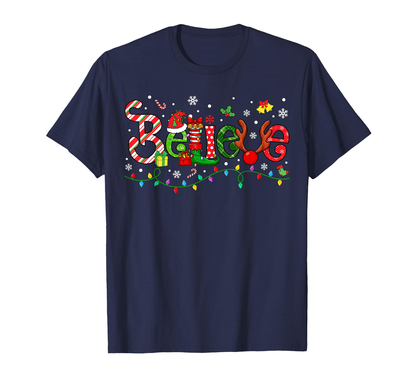 Believe Merry Christmas Santa Team Squad Matching Family T-Shirt