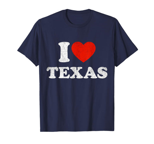 I Love Texas Top Red Heart Shirt TX State Souvenir T-Shirt