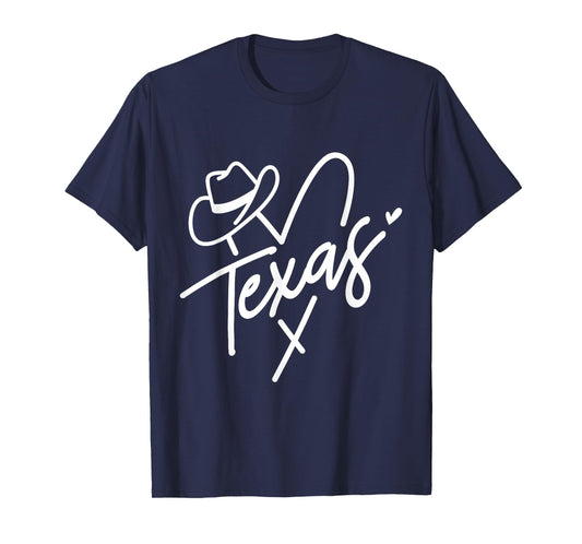 Texas Heart Hat State Pride Design T-Shirt