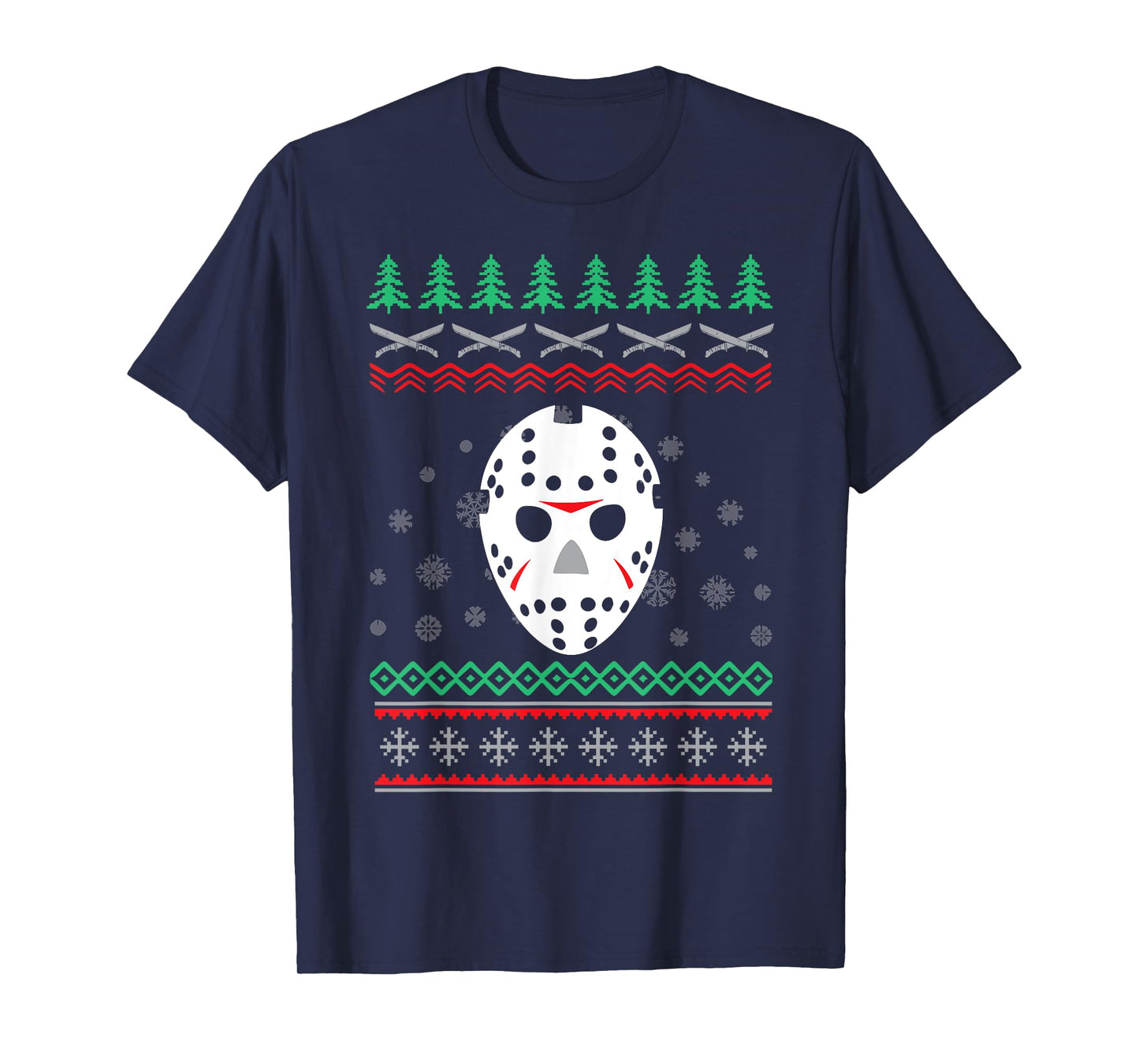 Jason Hockey Mask Ugly Christmas Holiday Festive T-Shirt