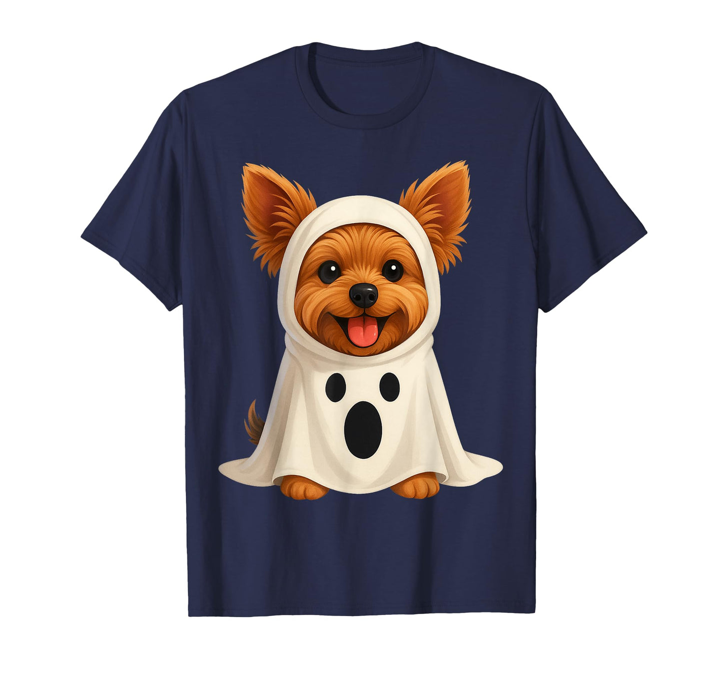 Cute Yorkie Ghost Halloween Costume Dog Art T-Shirt